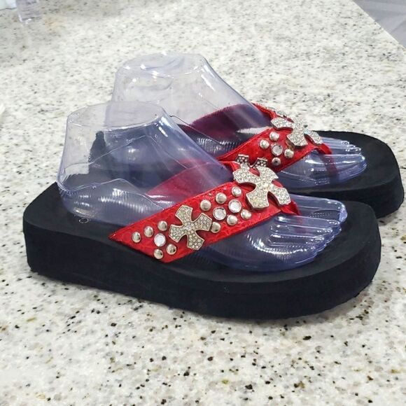 Corkys red jeweled sandals , size 9 - Picture 3 of 7